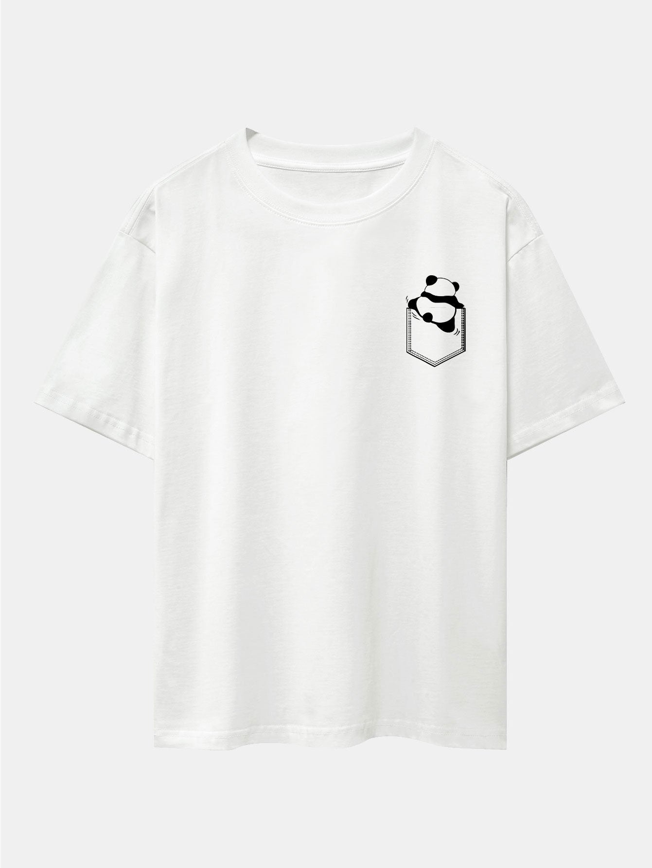 Pocket Panda Print Drop Shoulder Oversize T-Shirt