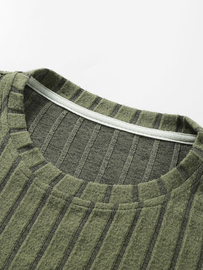 3 Pieces Long Sleeve Knit Ribbed T-Shirts