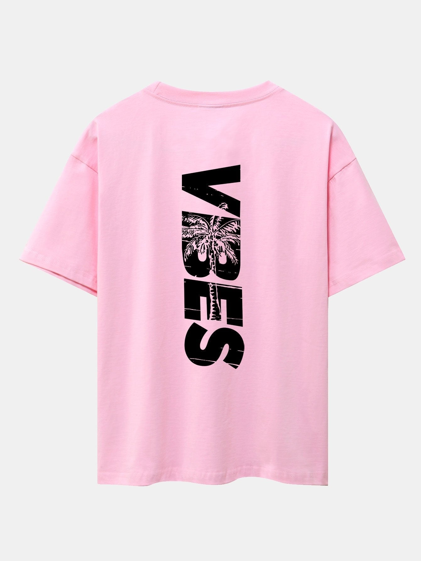 Palm Tree Vibes Slogan Back Print Drop Shoulder Oversize T-Shirt