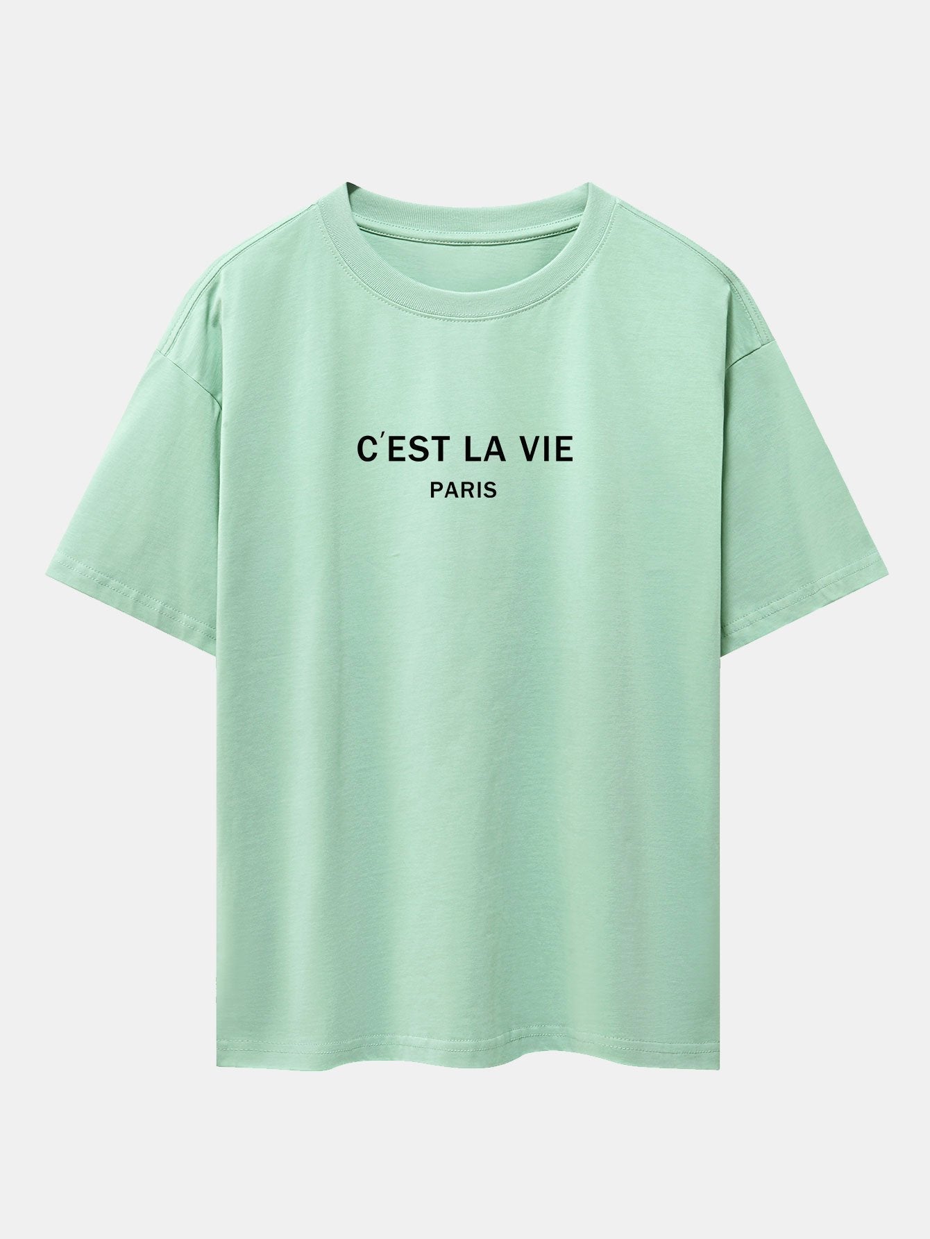 Paris Letter Print Dropped Shoulders Oversize T-Shirt