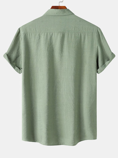Short Sleeve Textured Button Up Shirt