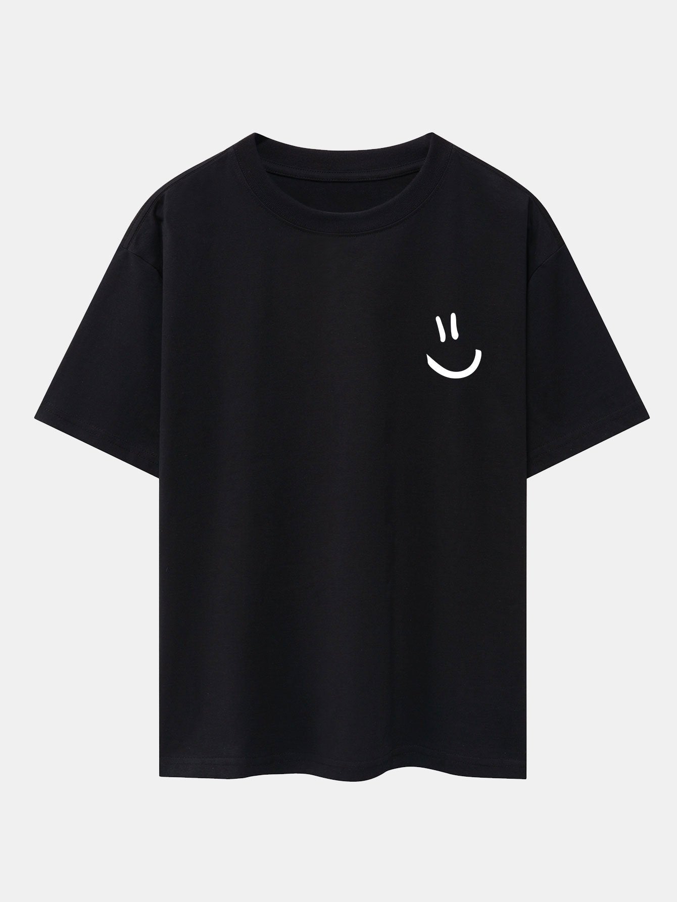 3 Pieces Smiley Face Print Drop Shoulder Oversize T-Shirts