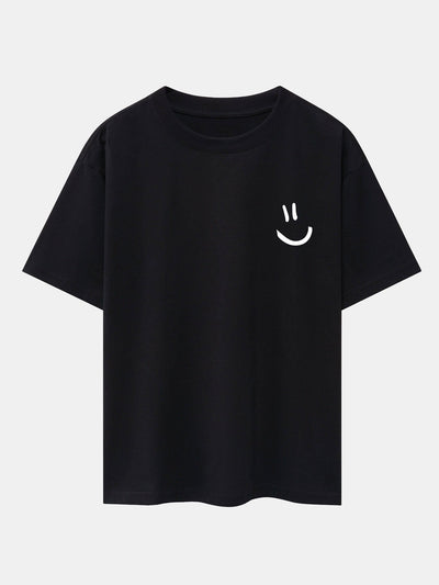 3 Pieces Smiley Face Print Drop Shoulder Oversize T-Shirts