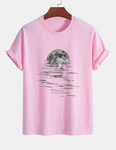 Regular Fit Moon Print Cotton T-Shirt