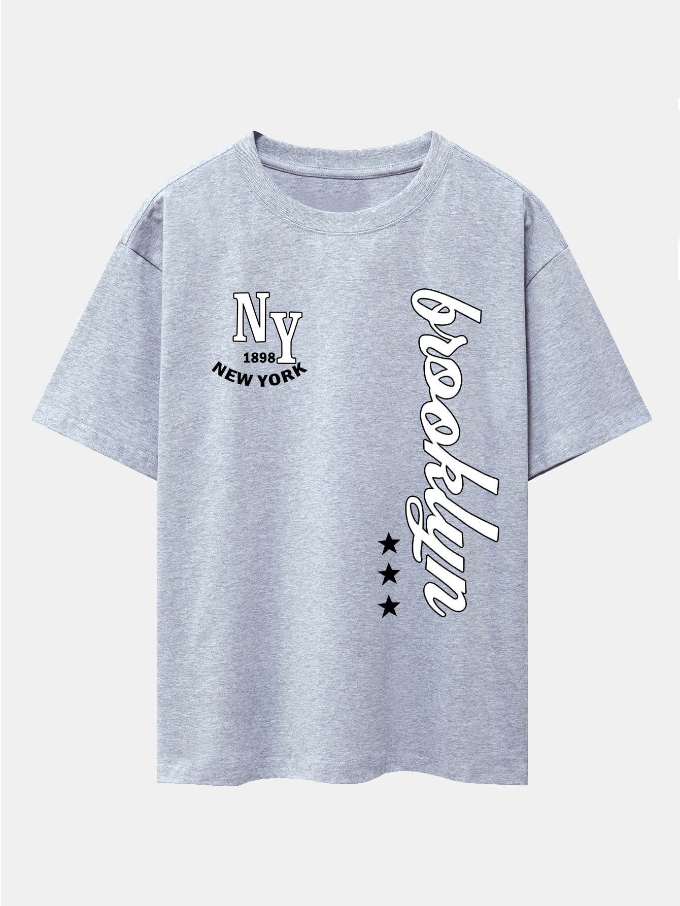 New York Brooklyn Print Drop Shoulder Oversize T-Shirt