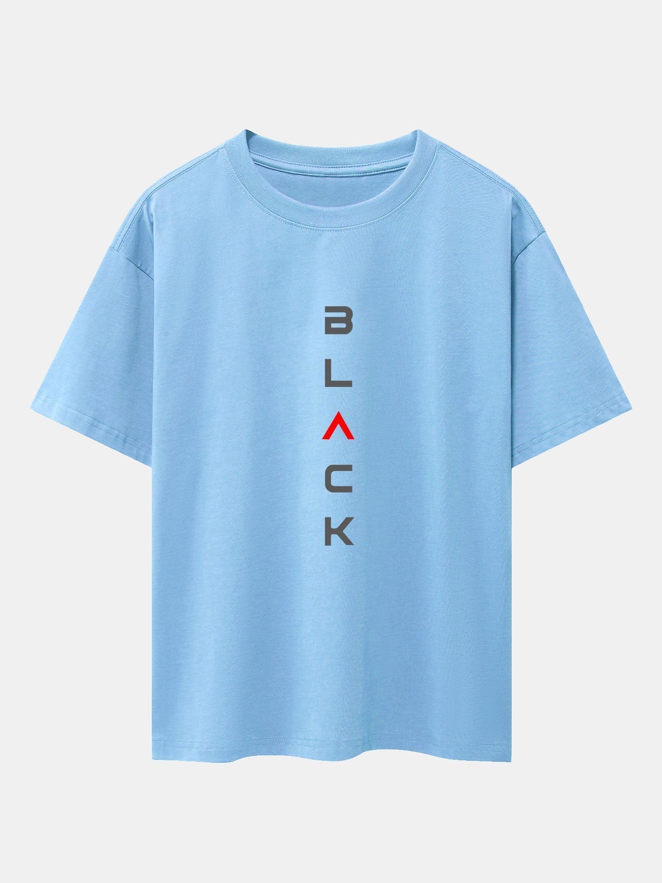 Black Print Drop Shoulder Oversize T-Shirt