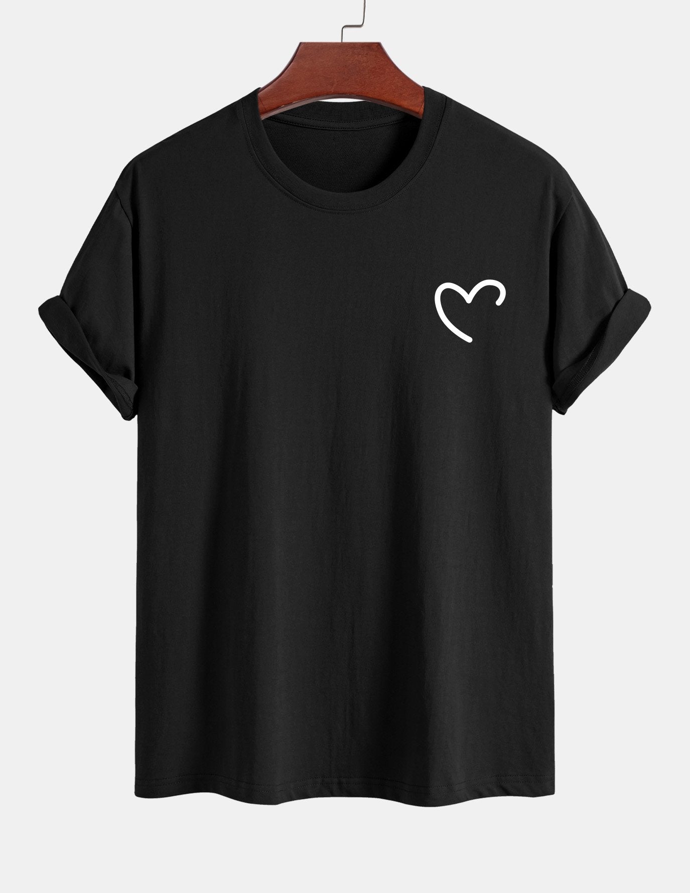 Regular Fit Heart Print Cotton T-Shirt