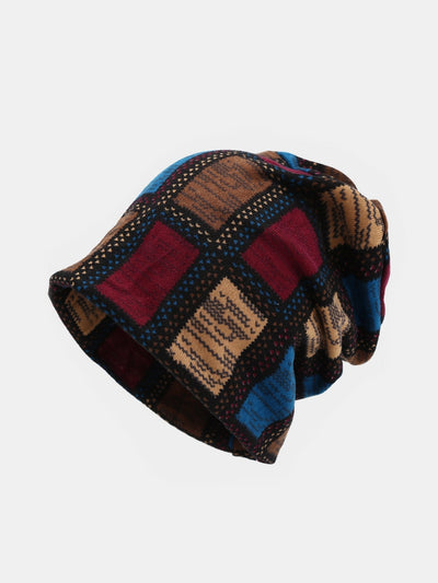 Grid Pattern Dual-purpose Warm Knitted Hat