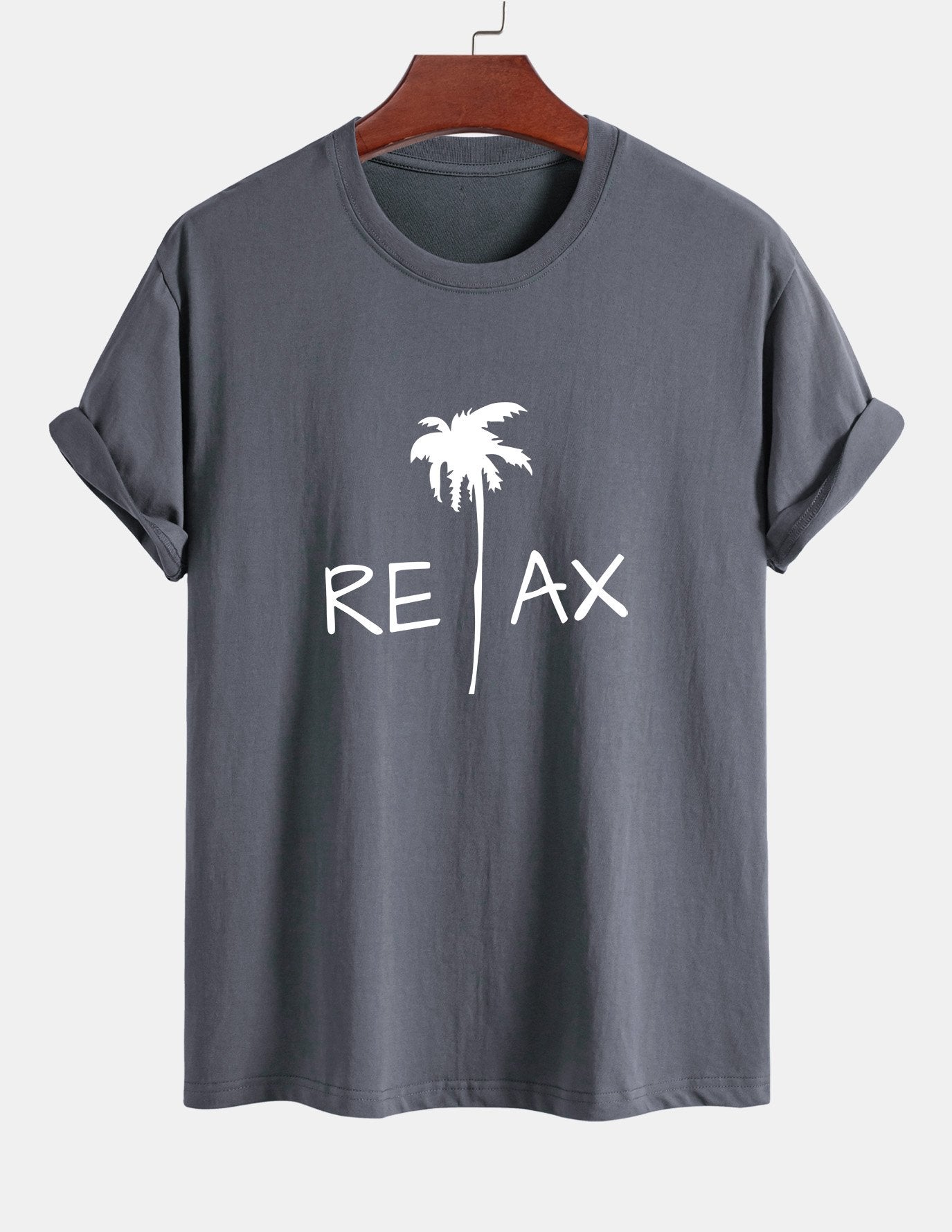 Regular Fit Relax Palm Tree Print Cotton T-Shirt