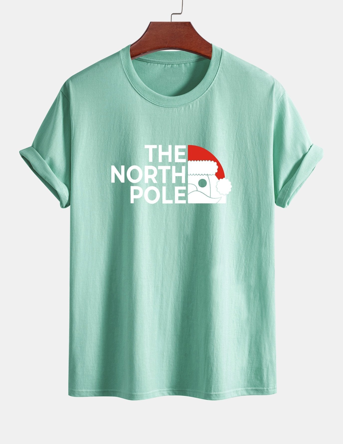 Regular Fit Santa Claus Slogan Print Cotton T-Shirt