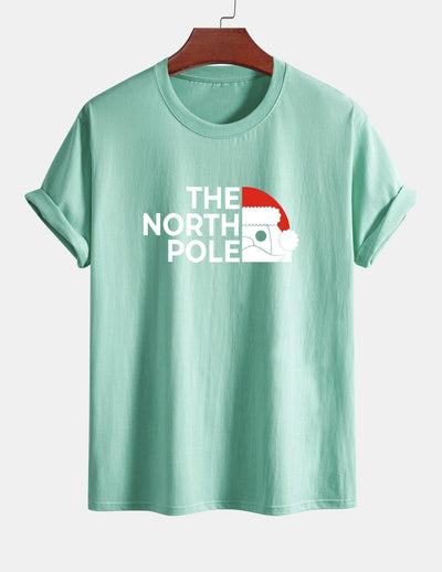 Regular Fit Santa Claus Slogan Print Cotton T-Shirt