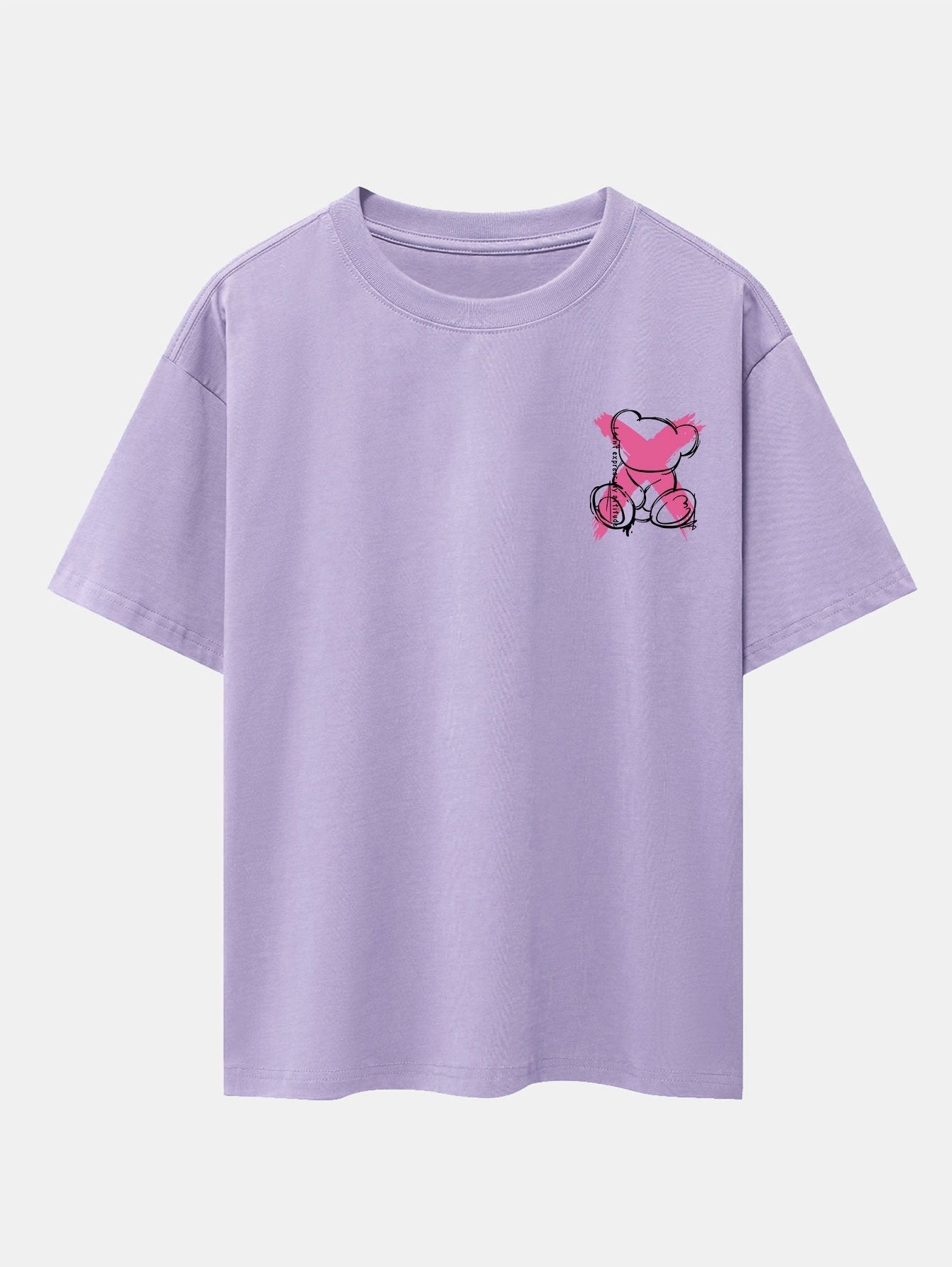 Graffiti Bear Print Drop Shoulder Oversize T-Shirt