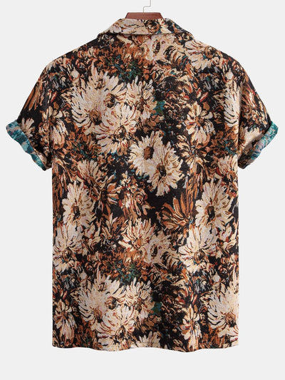 Painted Floral Jacquard Cuban Shirt