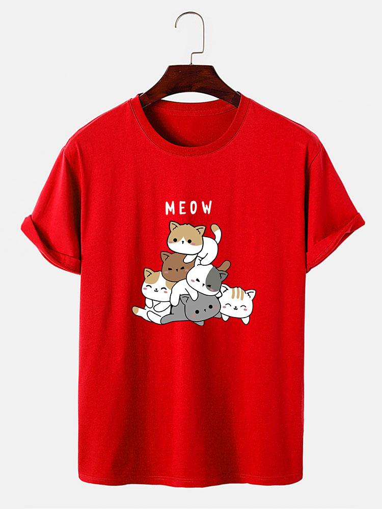Cute Cat Print T-Shirt