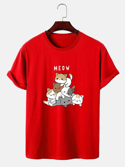 Cute Cat Print T-Shirt