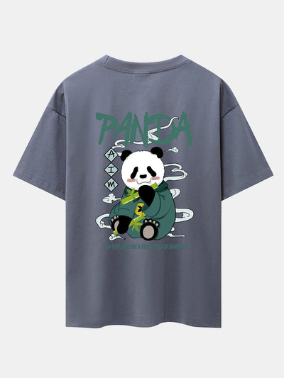 Cute Panda Back Print Oversize T-Shirt