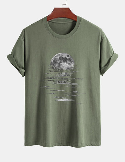 Regular Fit Moon Print Cotton T-Shirt