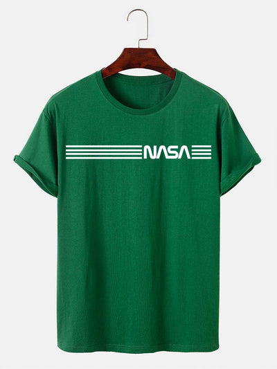 Nasa Stripe Print T-Shirts