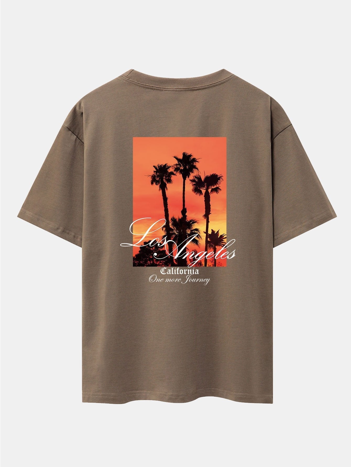 Los Angeles Palm Trees Back Print Drop Shoulder Oversize T-Shirt