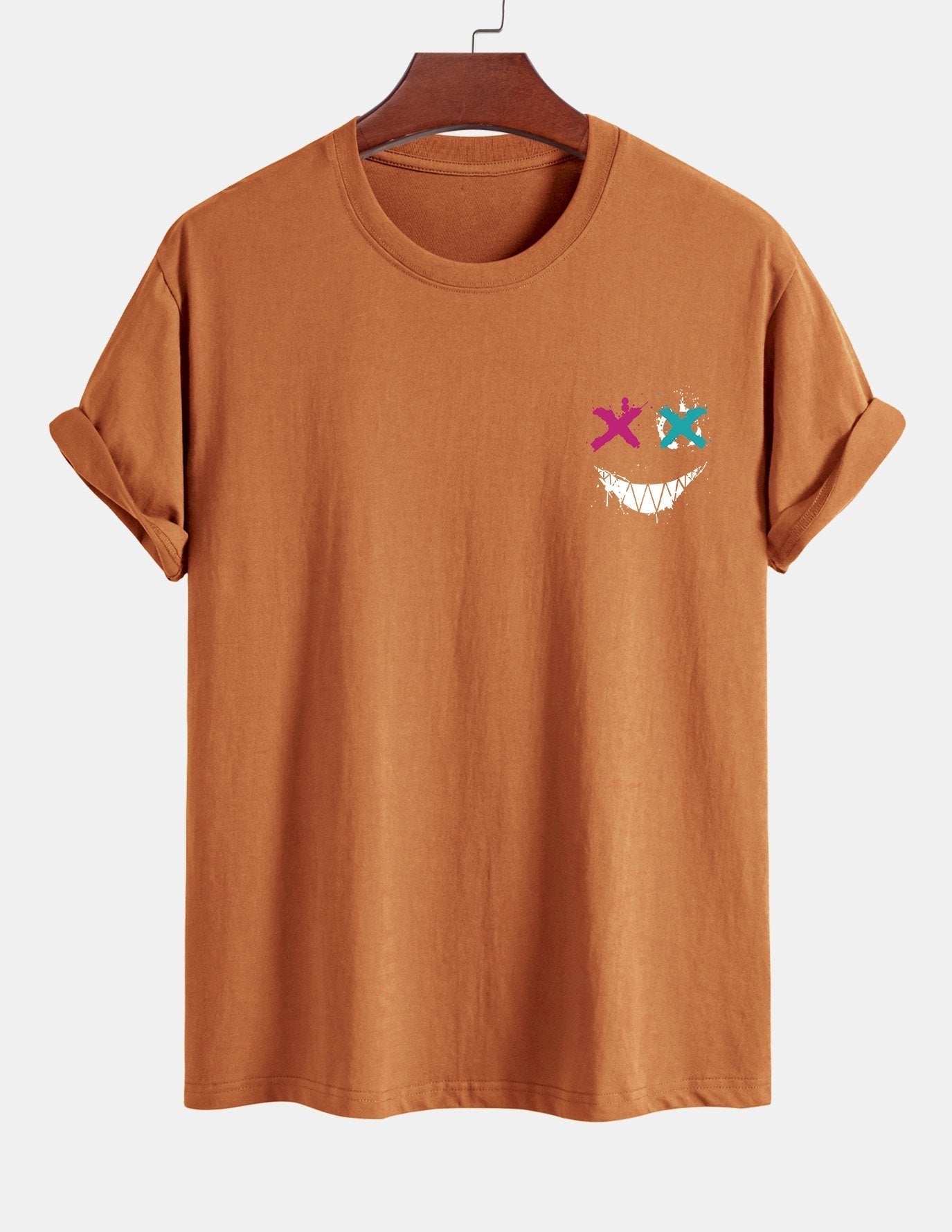Regular Fit Evil Face Print Cotton T-Shirt