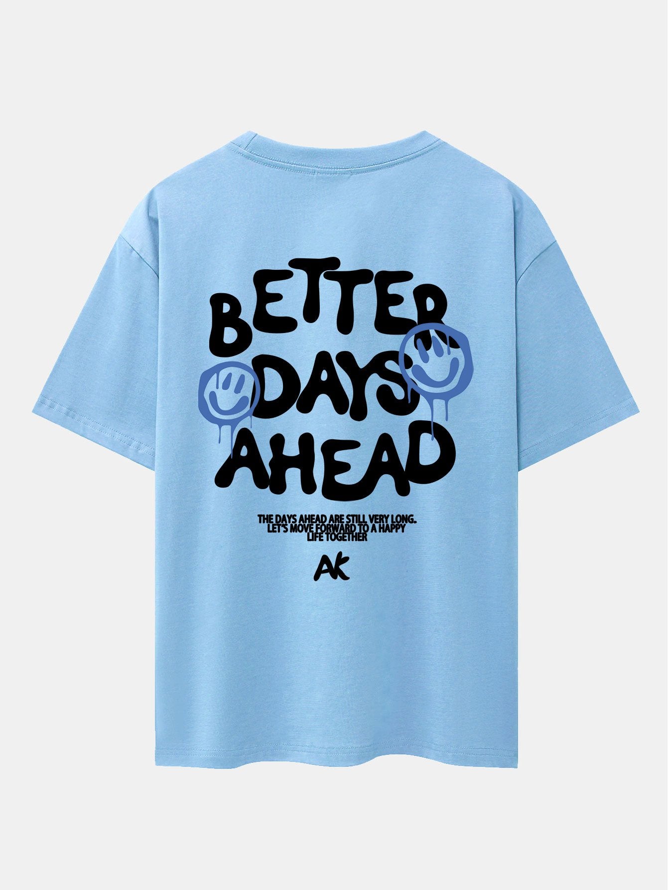 Smiley Slogan Back Print Drop Shoulder Oversize T-Shirt