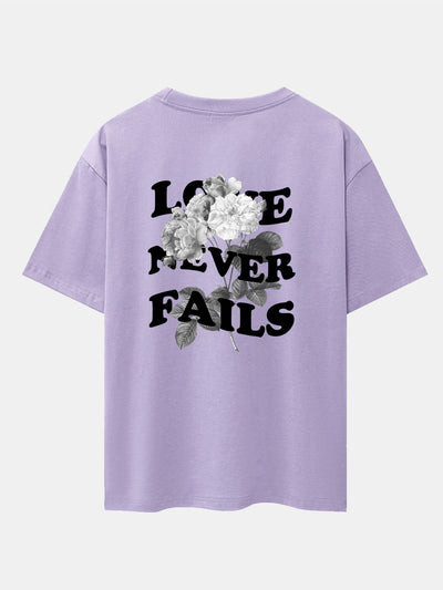 Rose Slogan Back Print Drop Shoulder Oversize T-Shirt