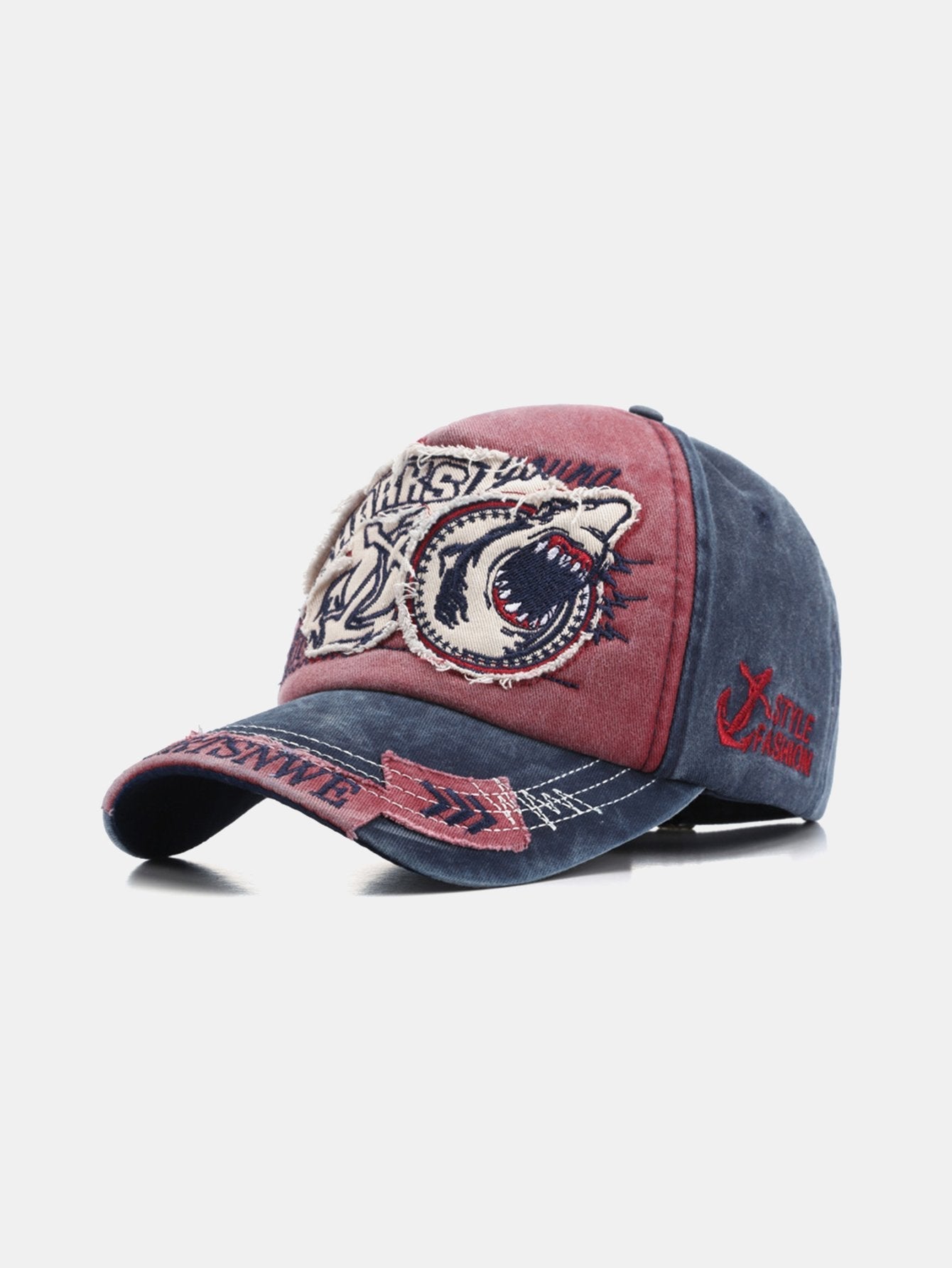 Hip Hop Shark Embroidery Pattern Denim Baseball Cap