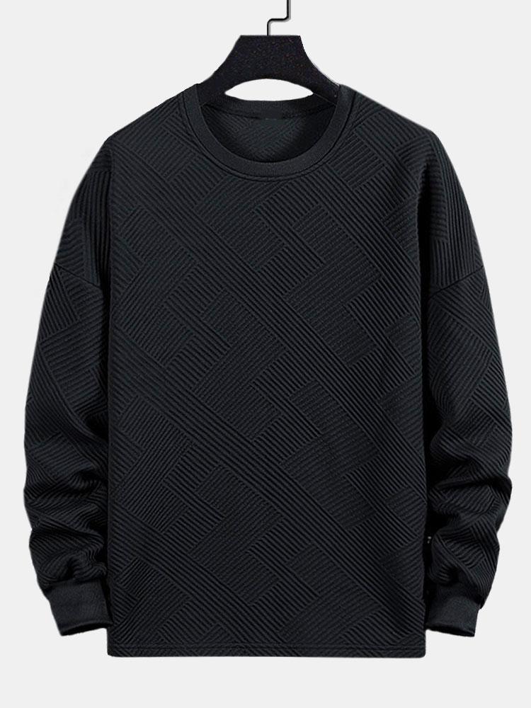 Long sleeve Geometric Stripe Jacquard T-Shirt