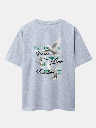 Dove Slogan Back Print Drop Shoulder Oversize T-Shirt