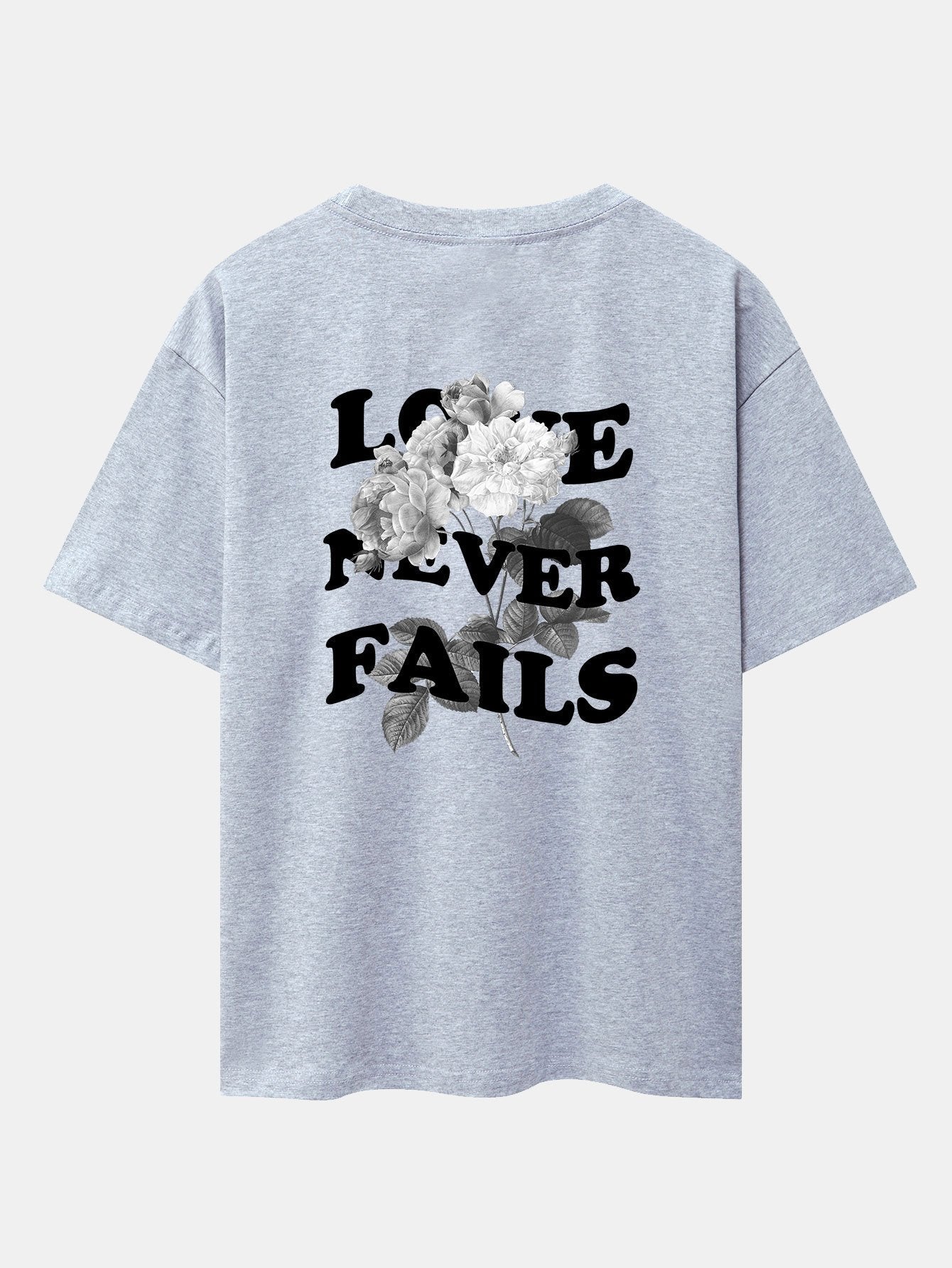 Rose Slogan Back Print Drop Shoulder Oversize T-Shirt