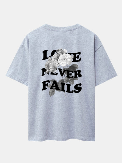 Rose Slogan Back Print Drop Shoulder Oversize T-Shirt