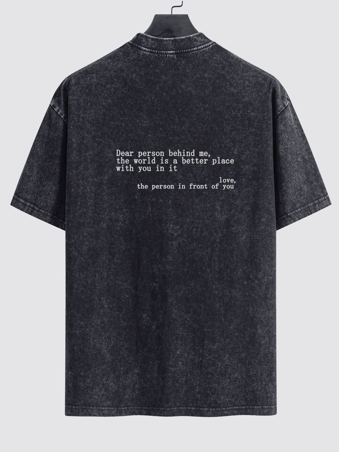 Slogan Print Washed Distressed Drop Shoulder T-Shirt