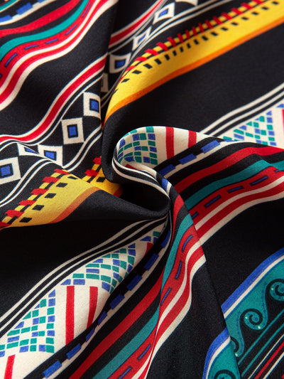 Ethnic Geometric Print Button Up Shirt
