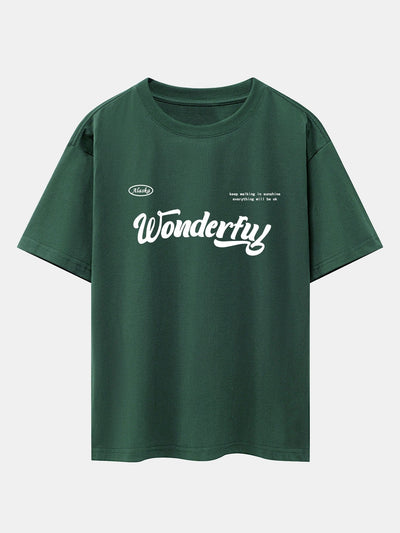 Wonderful Slogan Print Drop Shoulder Oversize T-Shirt