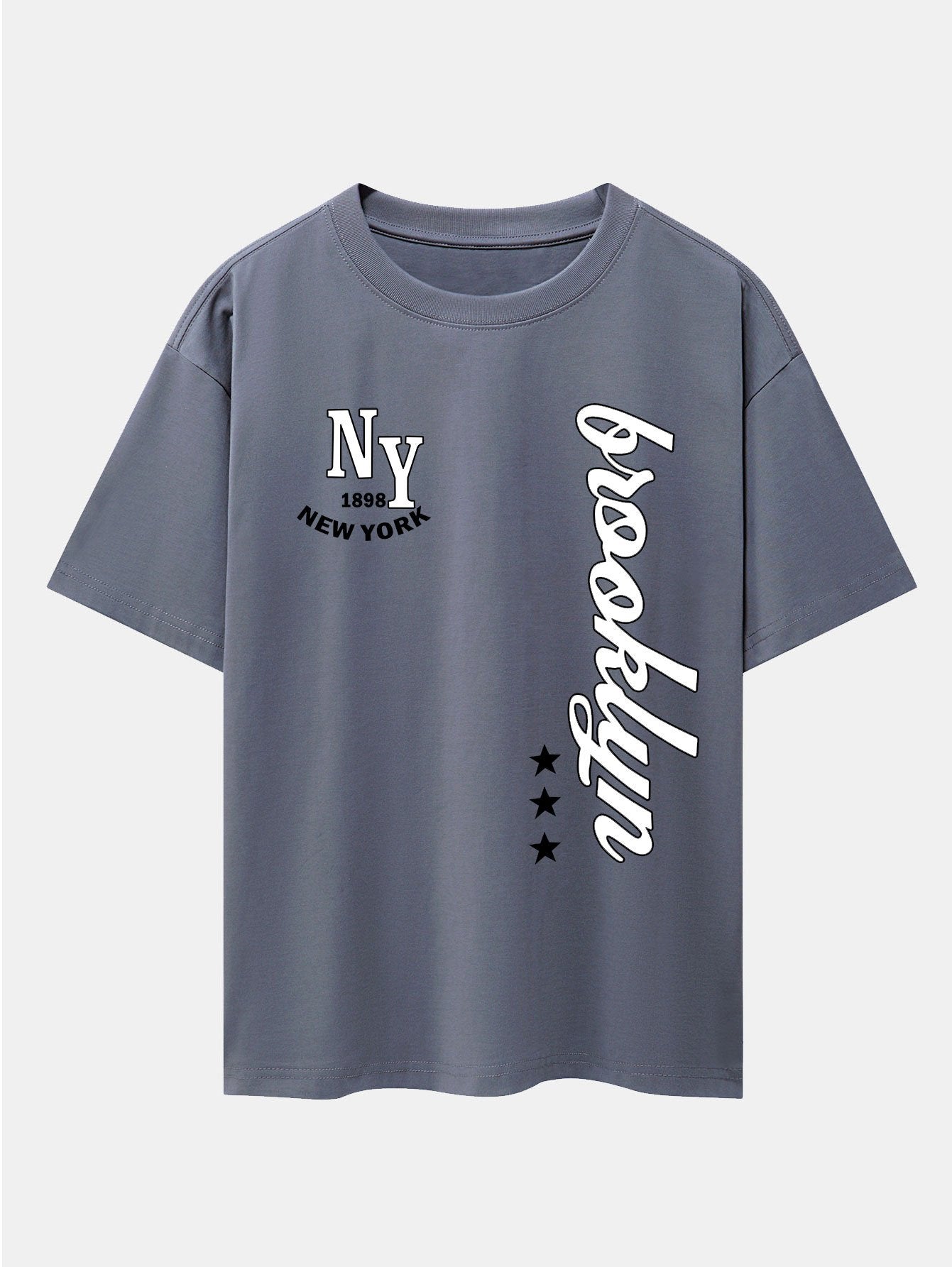 New York Brooklyn Print Drop Shoulder Oversize T-Shirt
