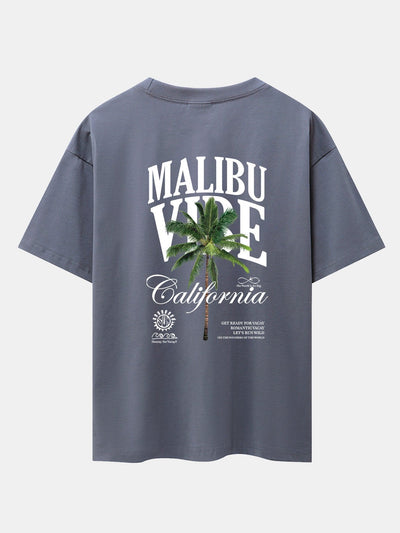 California Palm Tree Back Print Drop Shoulder Oversize T-Shirt