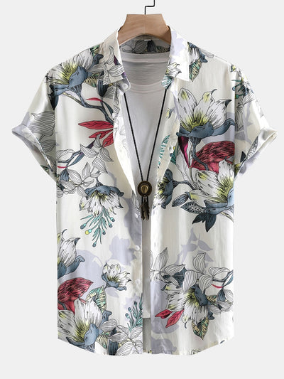 Viscose Floral Print Button Up Shirt