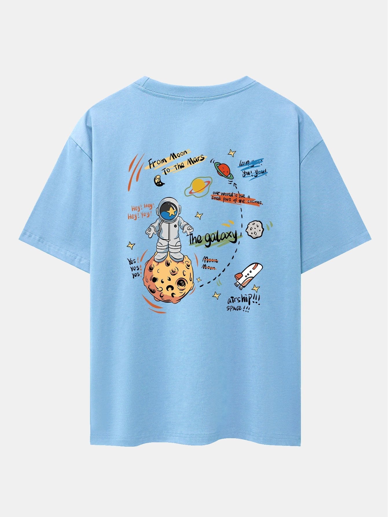 Galaxy Astronaut Print Drop Shoulder Oversize T-Shirt