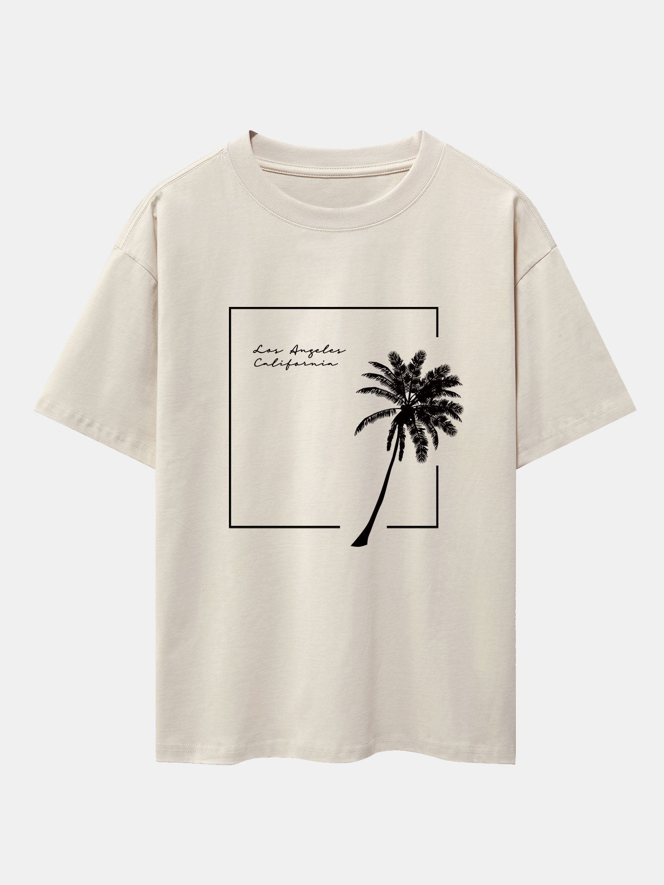 Los Angeles Palm Trees Print Drop Shoulder Oversize T-Shirt
