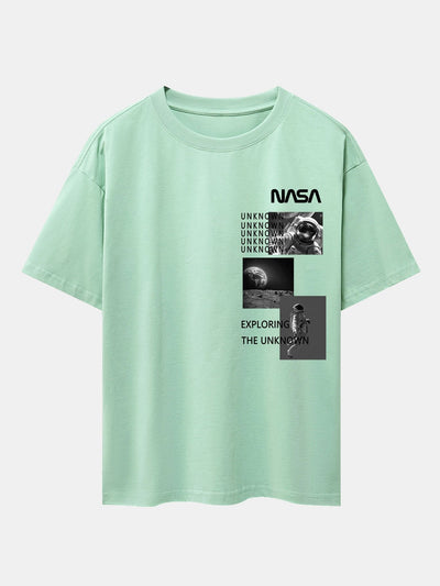 NASA Moon Landing Print Drop Shoulder Oversize T-Shirt