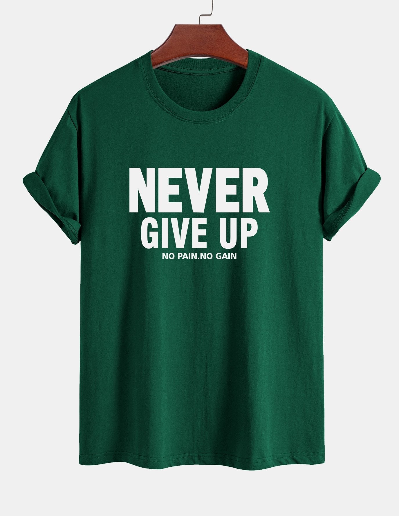 Regular Fit Never Give Up Print Cotton T-Shirt