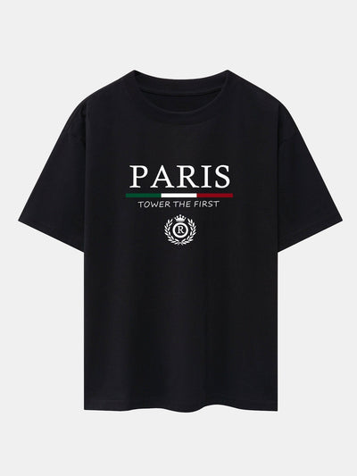 Paris Slogan Print Drop Shoulder Oversize T-Shirt
