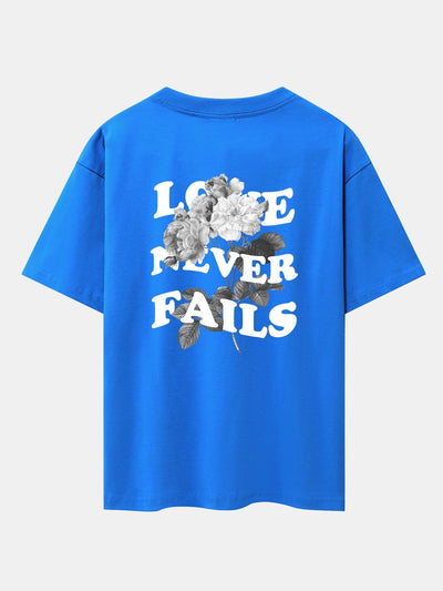 Rose Slogan Back Print Drop Shoulder Oversize T-Shirt