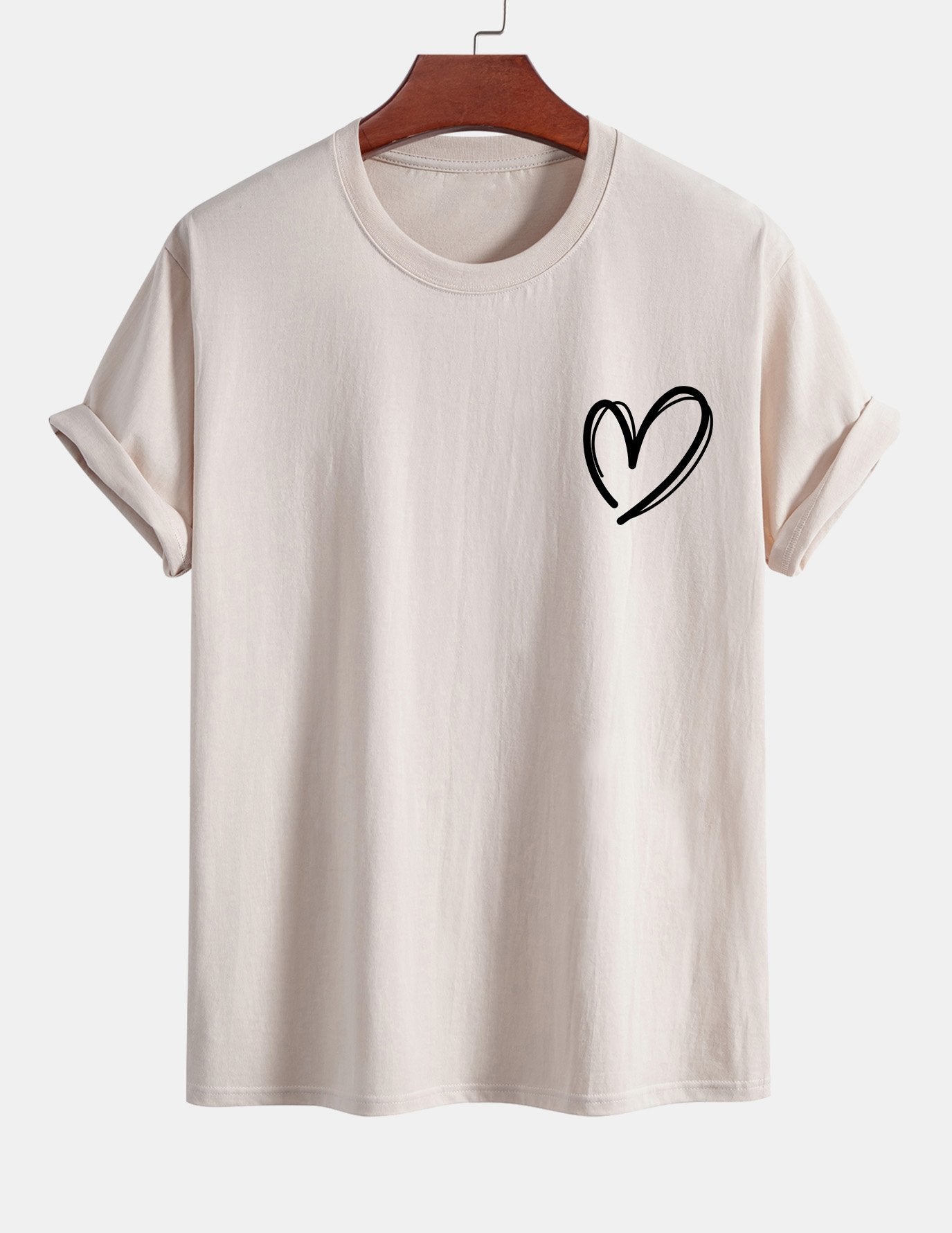 Regular Fit Heart Print Cotton T-Shirt