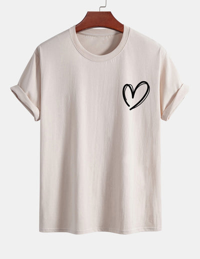 Regular Fit Heart Print Cotton T-Shirt