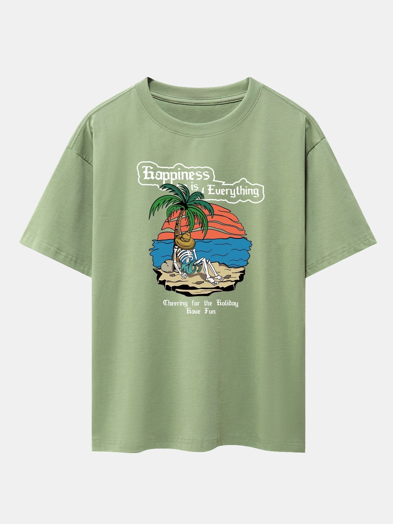 Skull Island Print Drop Shoulder Oversize T-Shirt