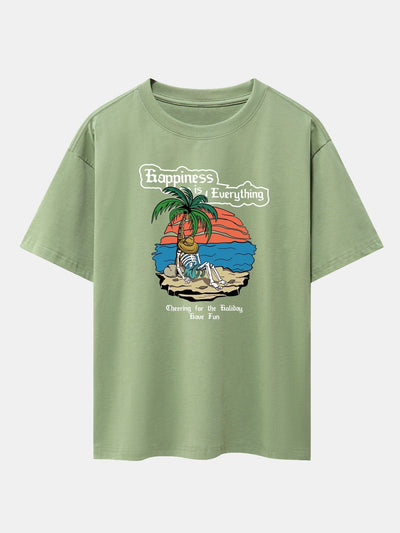 Skull Island Print Drop Shoulder Oversize T-Shirt
