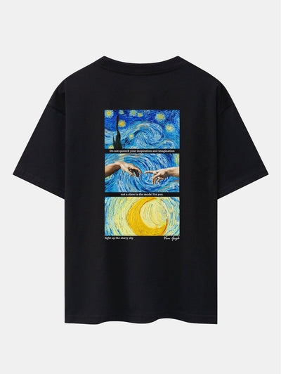 The Starry Night Back Print Drop Shoulder Oversize T-Shirt