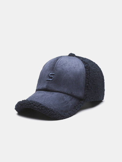 Embroidery Letter Plush Warm Baseball Cap