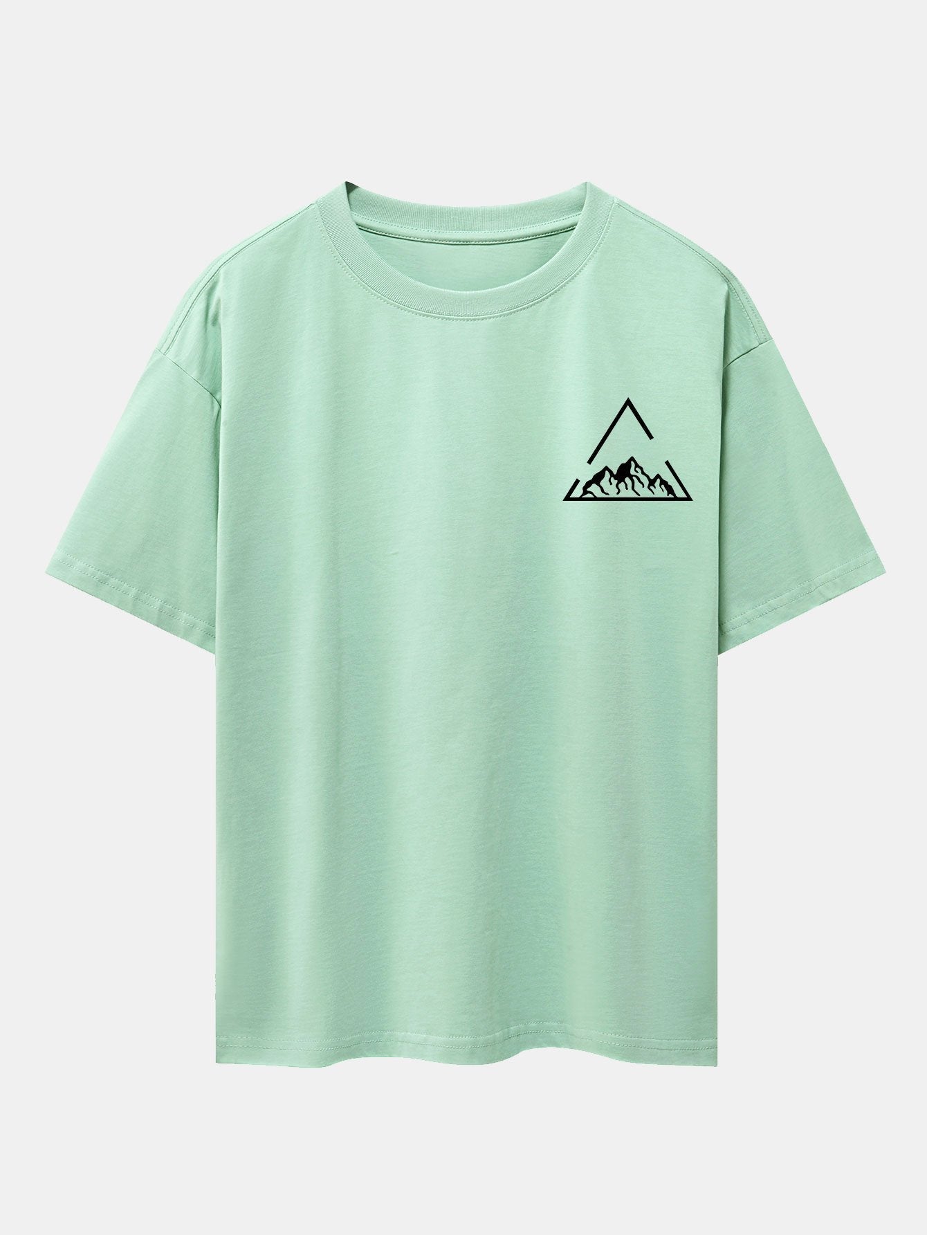 Triangle Mountain Print Drop Shoulder Oversize T-Shirt